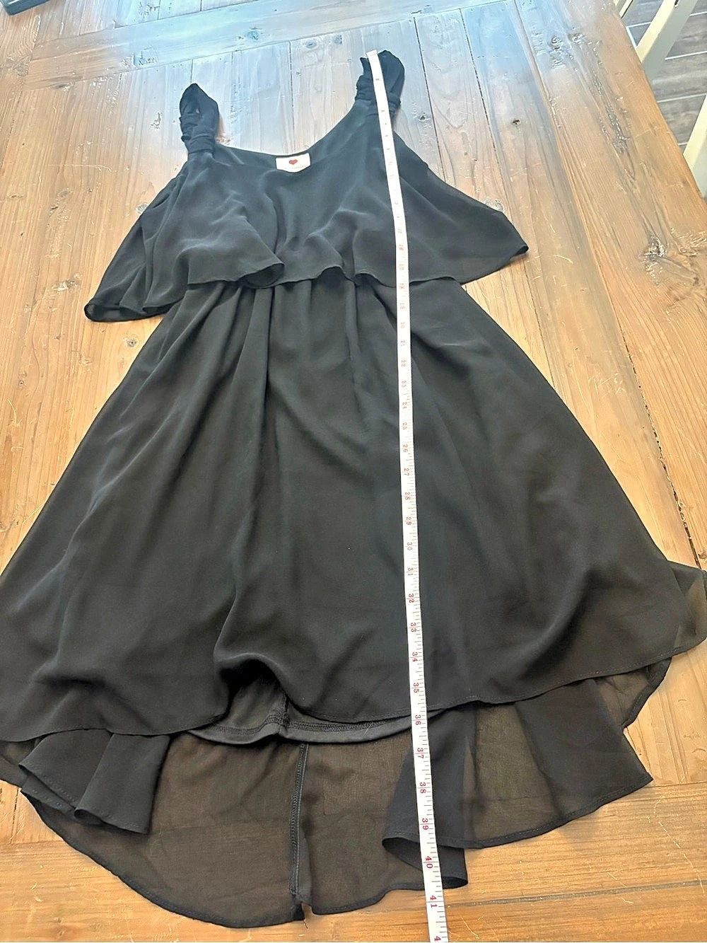 One Clothing Black Chiffon High-Low Ruffle Cocktail Dress - Size Large - Picture 3 of 9